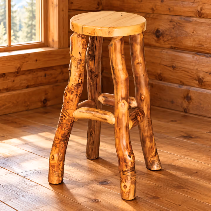 Timber Hollow Aspen Round-Seat Bar Stool