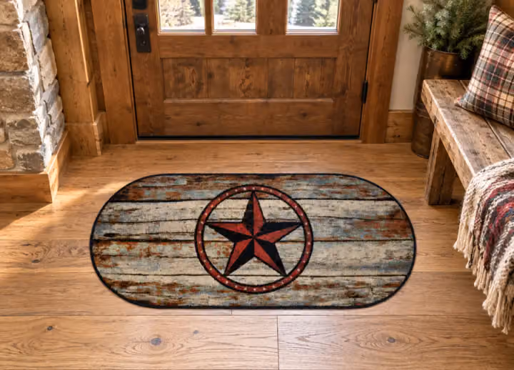 Barnwood Compass Star Oval Mat