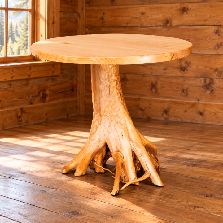 Timber Hollow Rustic Pine Round Stump Dining Table
