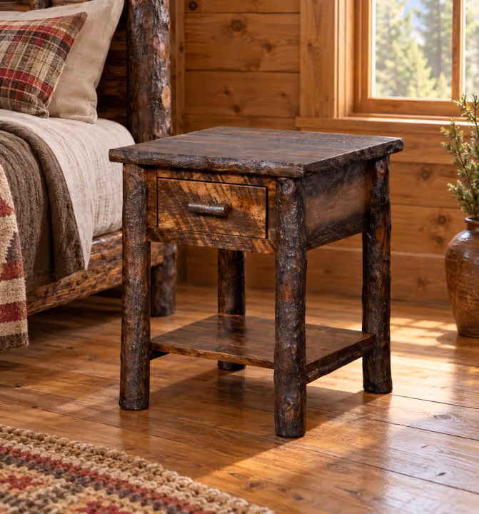 Stonewater Rough-sawn Maple & Hickory Open-Shelf Nightstand