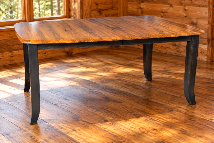 Copper Creek Hickory & Maple Dining Table in a rustic home