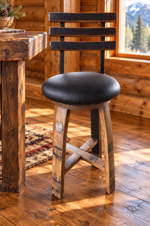 Caskwood Mission Whiskey Barrel Bar Stool