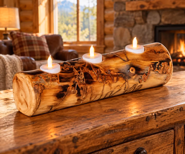 Hearthside 3-Light Aspen Log Candle Holder