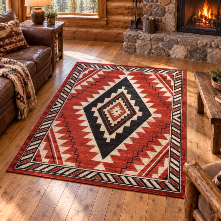 Canyon Ridge Red Geometric Rug