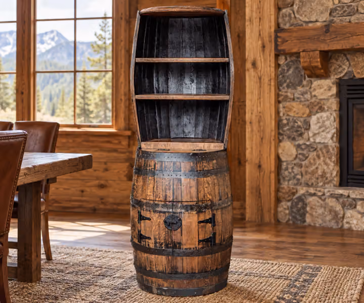 Caskwood Whiskey Barrel Hutch