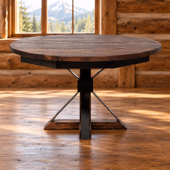 Ironwood Hollow Round Braced-Pedestal Dining Table