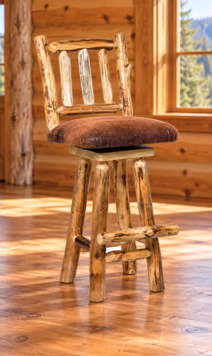 Clearwater Aspen Upholstered-Seat Swivel Bar Stool