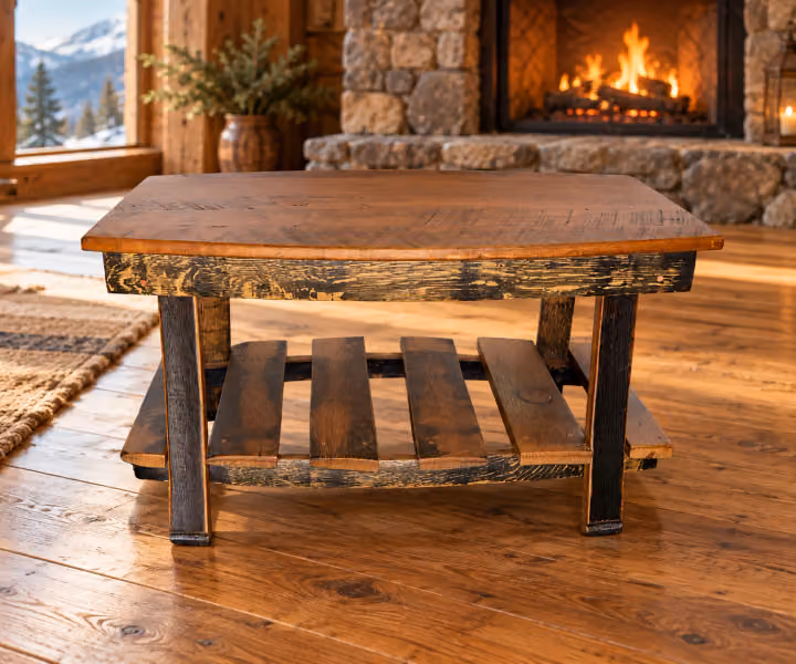 Caskwood Oval Whiskey Barrel Coffee Table