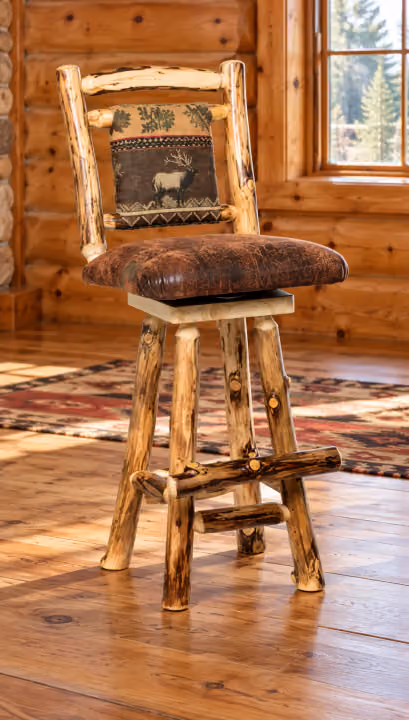 Clearwater Aspen Upholstered-Back Swivel Bar Stool