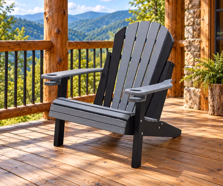 Willow Bay Poly Standard Deck Chair in an outdoor mountain cabin setting