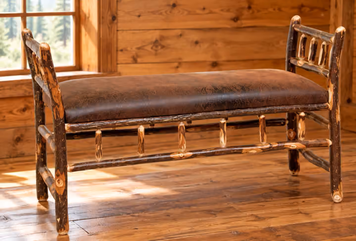 Hemlock Ridge Hickory Upholstered Arm Bench