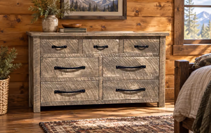 Stone Valley Rough-sawn Maple 7-Drawer Dresser