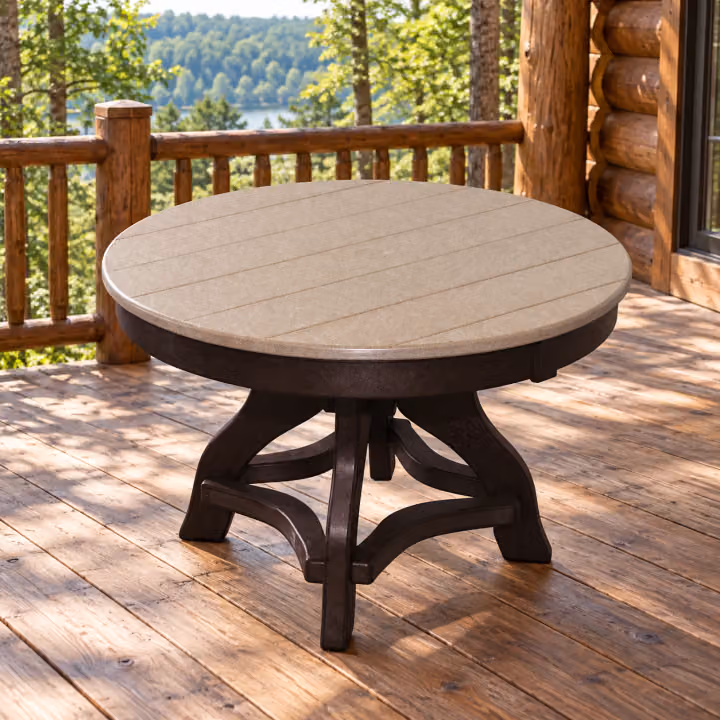 Round Chat Table — Outdoor Poly in an outdoor setting