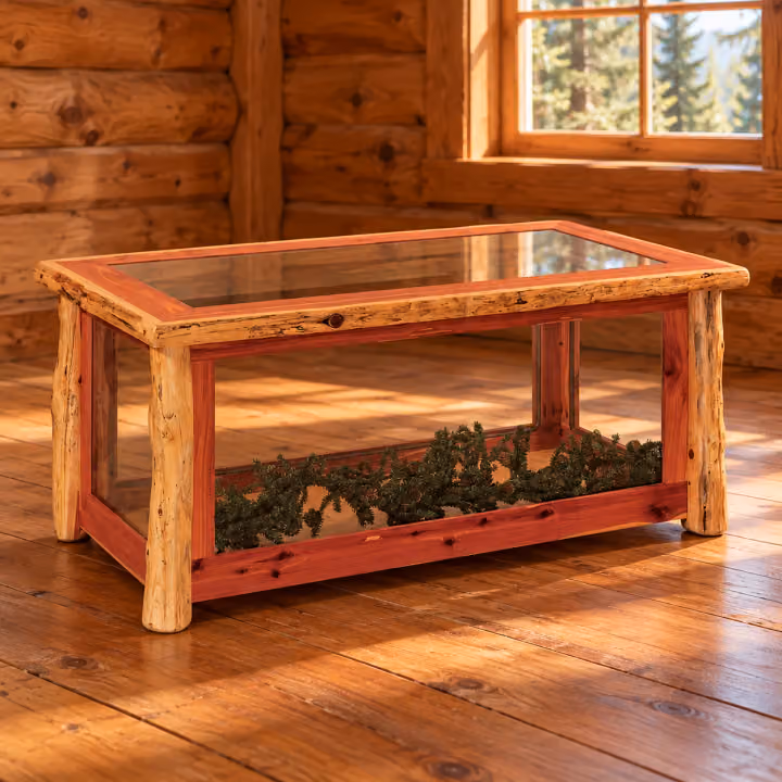 Timber Hollow Red Cedar Glass-Top Coffee Table