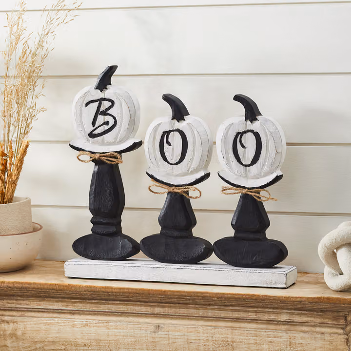 BOO Pumpkins Wooden Table Sign