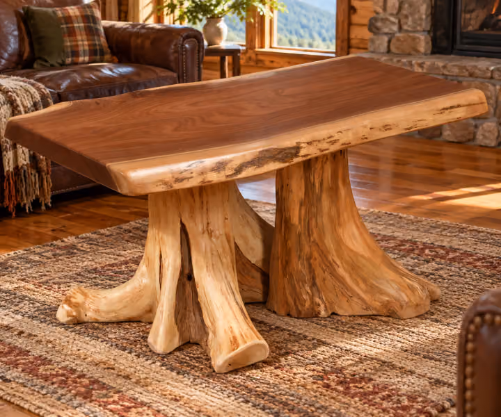 Rock Creek White Cedar & Black Walnut Coffee Table Stump Base