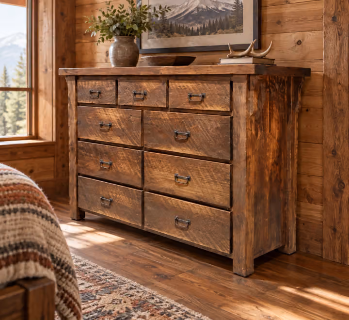 Copper Pass Rough-sawn Maple 9-Drawer Dresser