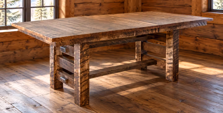 Red Cliff Rough-sawn Maple Trestle Dining Table