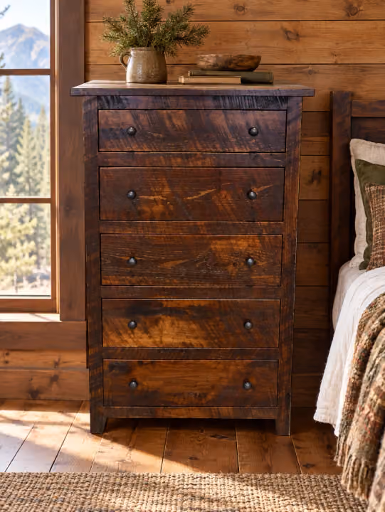 Meadow Cove Rough-sawn Maple 5-Drawer Chest