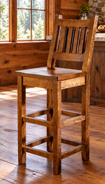 Ridge Landing Rough-sawn Maple Slat-Back Bar Stool