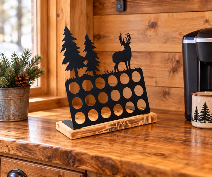 Mountain Morning Aspen K-Cup Holder with Deer Scene