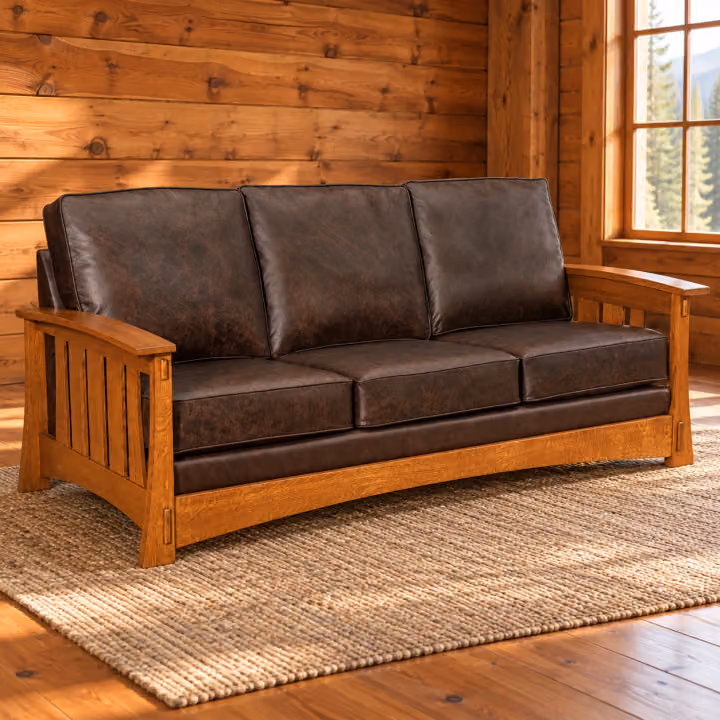 Fern Terrace Quarter Sawn White Oak Deep-Seat Sofa