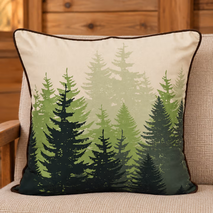 Green Forest Tree Pillow