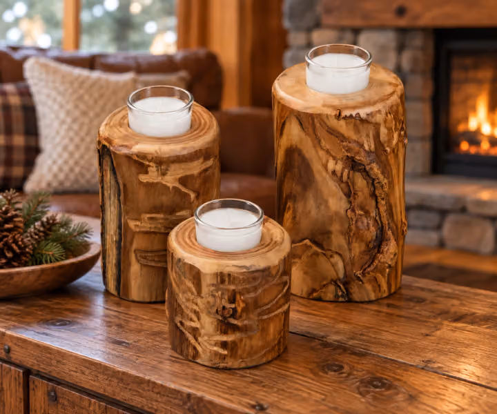 Woodland Details Aspen Three-Piece Candle Holder Set