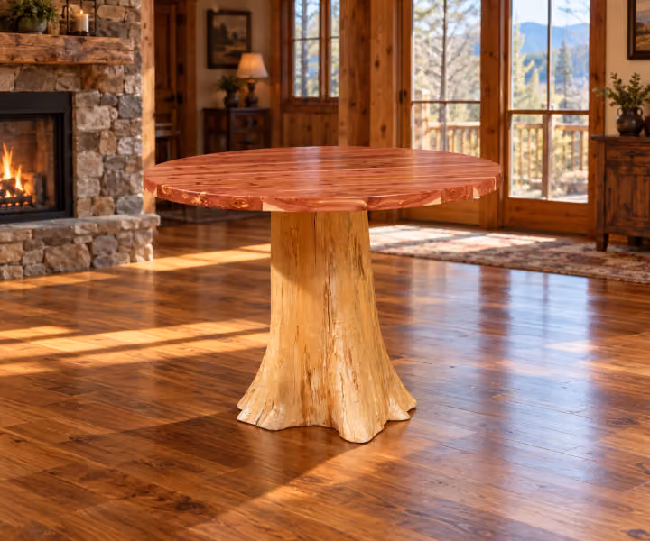Sunrise Grove White Cedar & Red Cedar Round Table Comes with 1 Stump Base