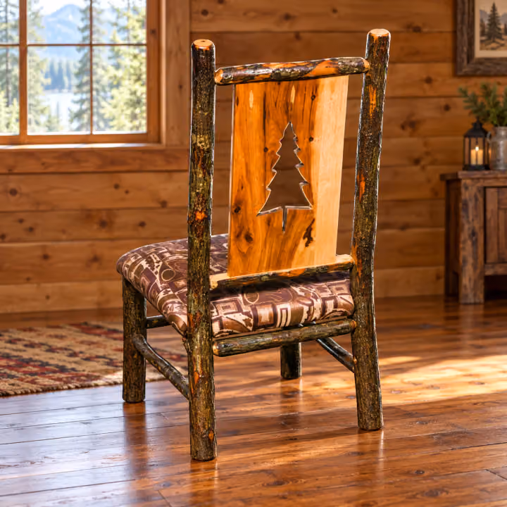 Fox Hollow Hickory Forest-Back Arm Chair in a rustic home