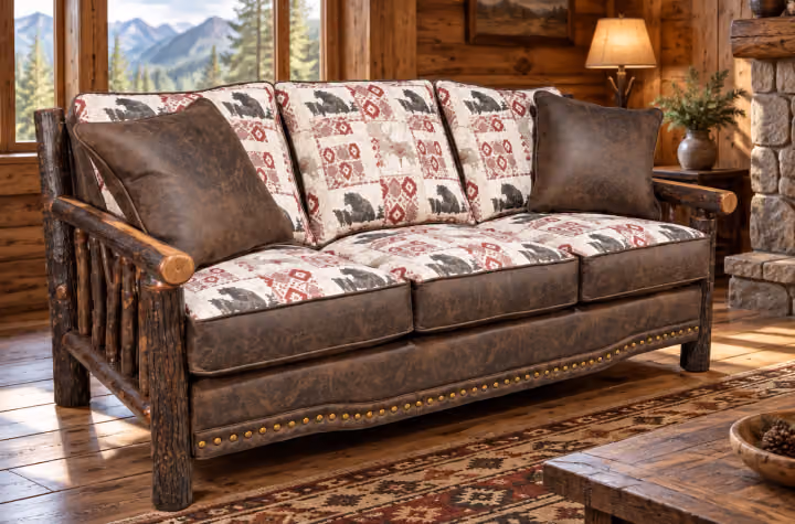 Canyon Hearth Hickory Sofa & Loveseat in a rustic home