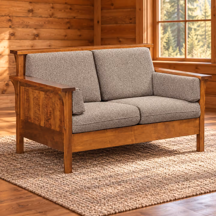 Timber Crest Brown Maple Panel Loveseat