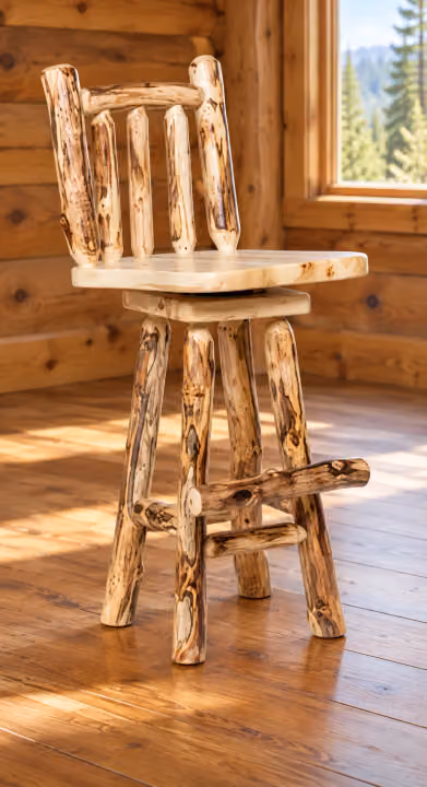 Clearwater Aspen Wood-Seat Swivel Bar Stool