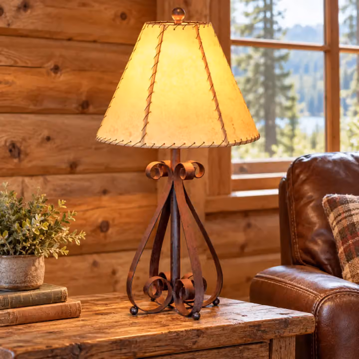 Fireside Scroll Table Lamps — Set of 2