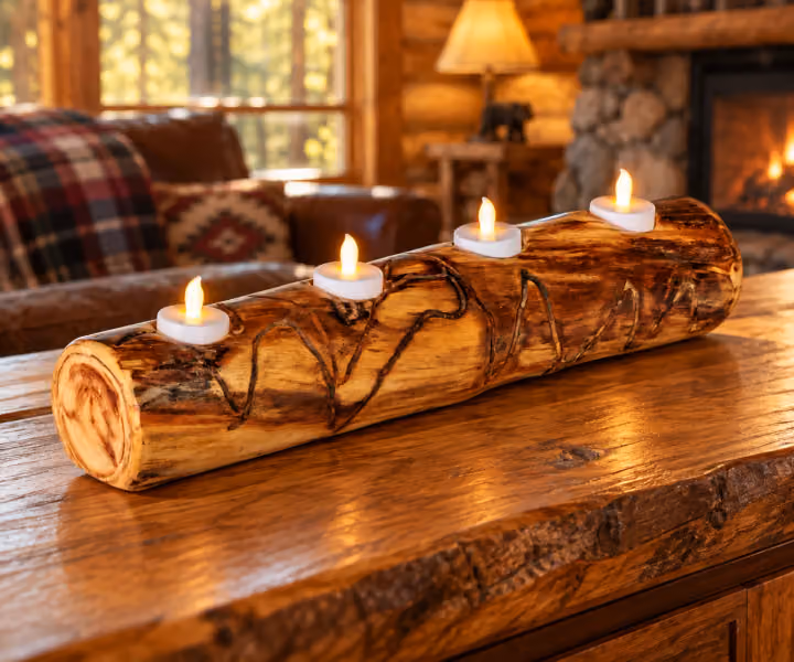 Hearthside 4-Light Aspen Log Candle Holder
