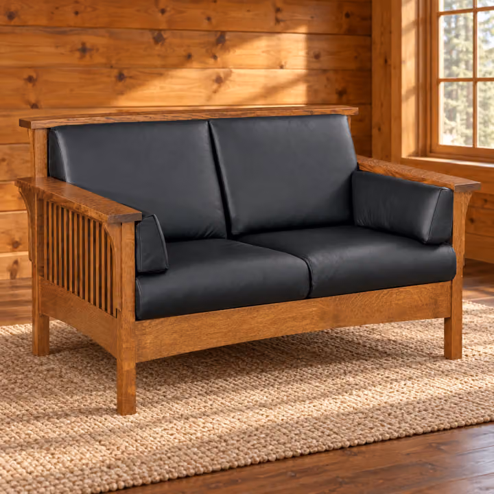 Timber Crest Quarter Sawn White Oak Slat Loveseat