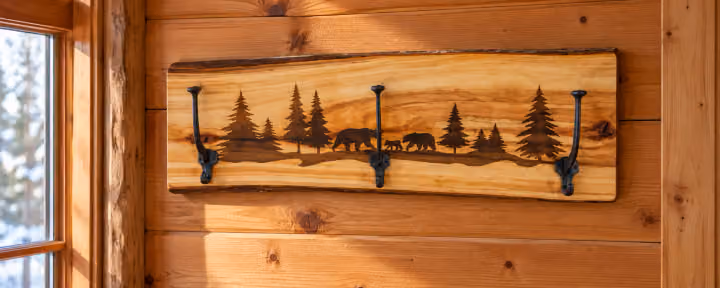 Hearthside Aspen Three-Hook Engraved Coat Rack