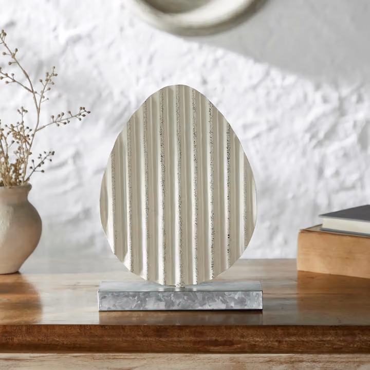Bunny Hop Corrugated Metal Egg w/ Base