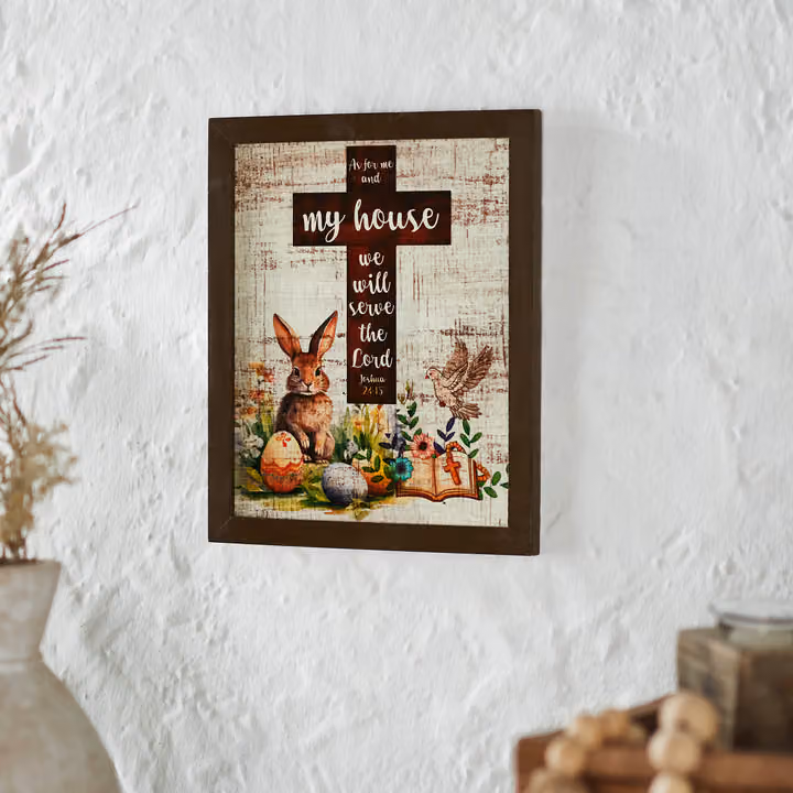 Bunny Hop Joshua 24:15 Cross MDF Wall Sign