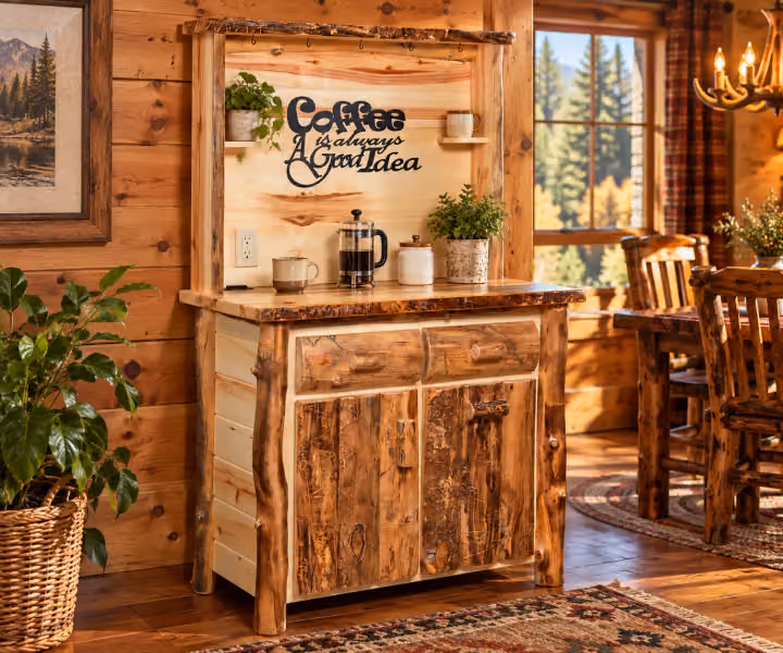 Mountain Morning Aspen Coffee Bar with Pull-out Trash Can