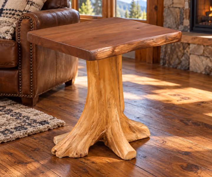 Rock Creek White Cedar & Black Walnut End Table Stump Base