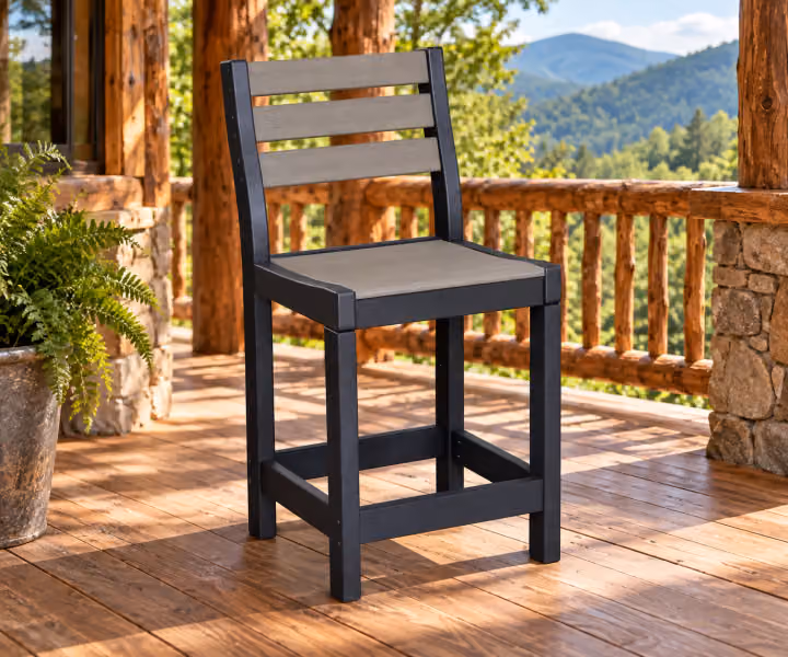 Willow Bay Poly Lakeview Chair No Arms in an outdoor mountain cabin setting