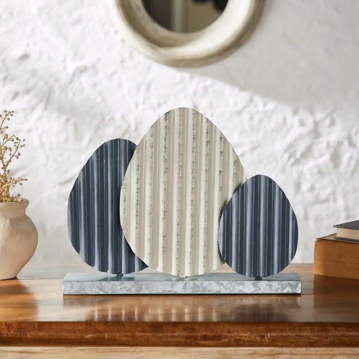 Bunny Hop Corrugated Metal Eggs w/ Base