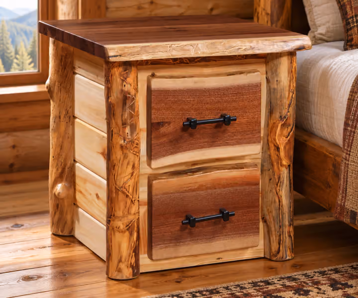 Summit Trail Aspen & Black Walnut Two Drawer Nightstand