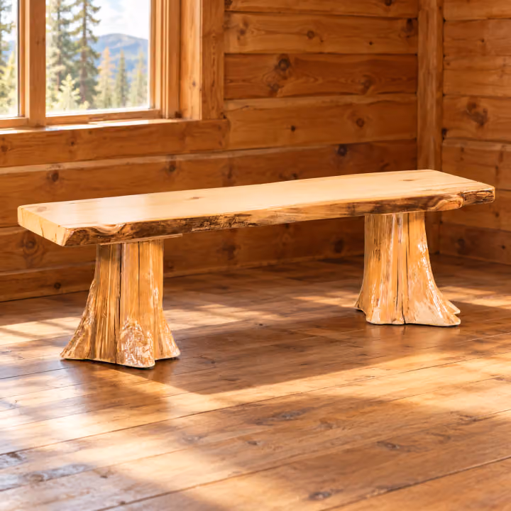 Timber Hollow Aspen Stump-Base Six-Foot Live-Edge Bench