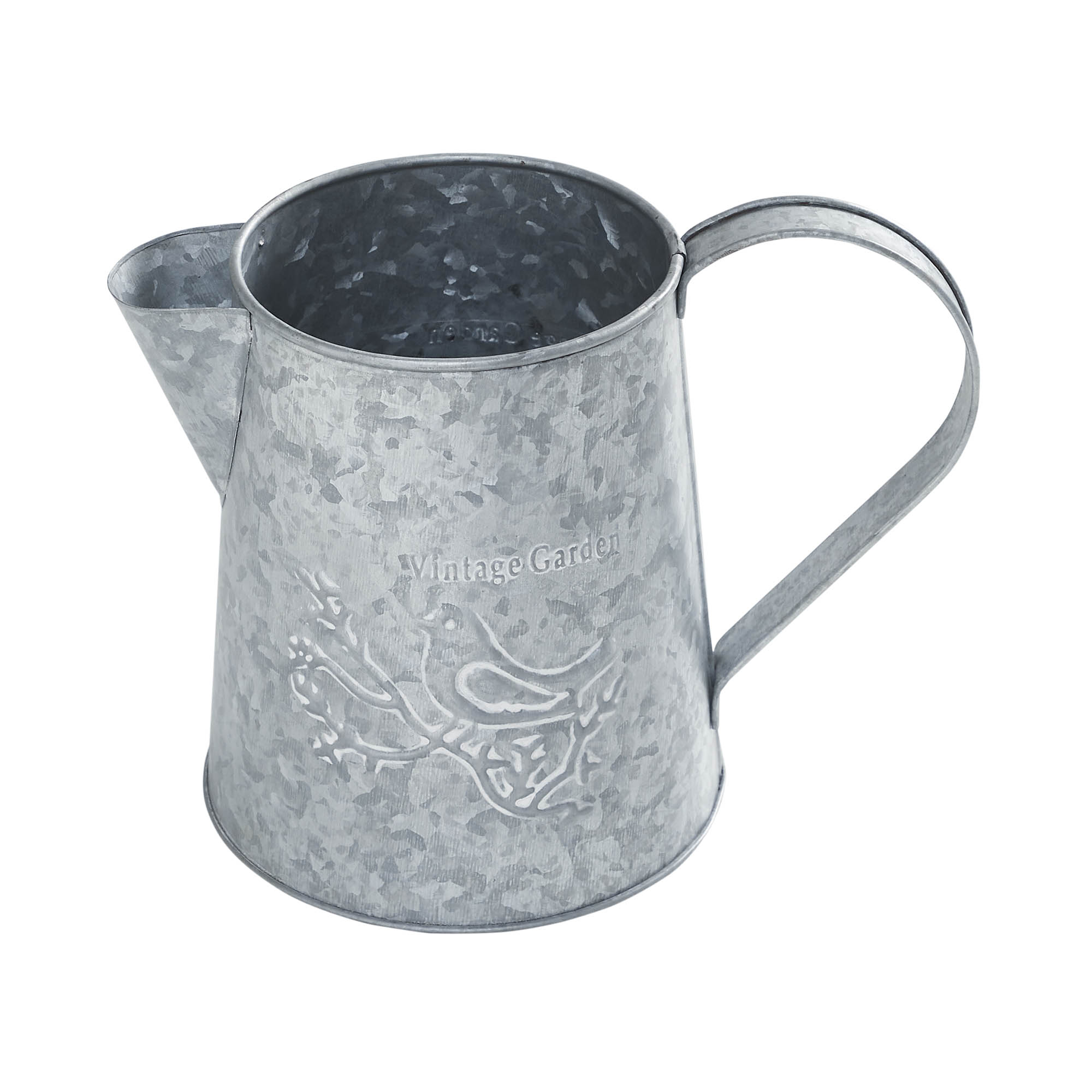 Spring In Bloom Galvanized Metal Vintage Garden Bird Decorative Pitcher