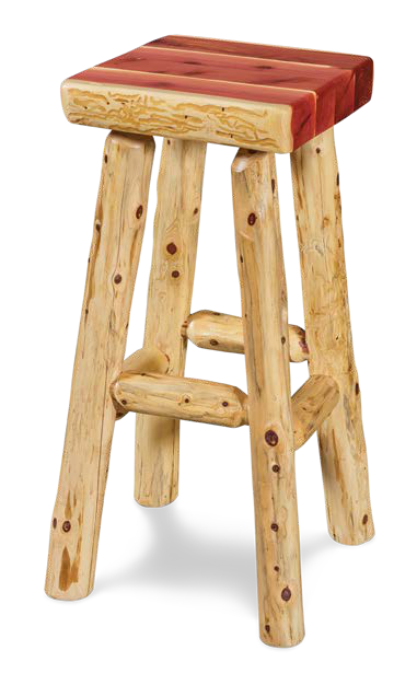 Timber Hollow Red Cedar Square-Seat Bar Stool