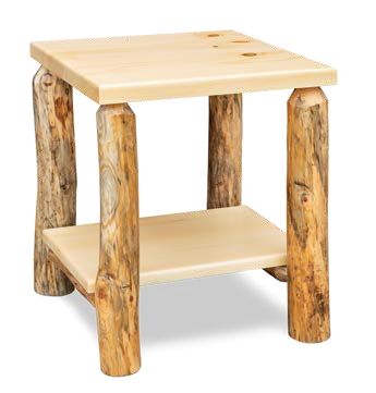 Timber Hollow Rustic Pine End Table with Shelf