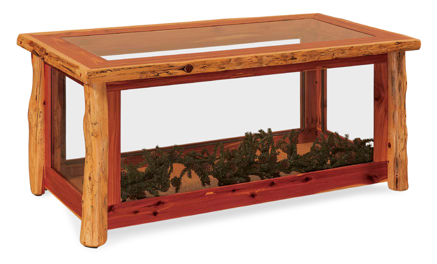 Timber Hollow Red Cedar Glass-Top Coffee Table