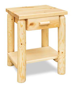 Timber Hollow Plain Pine Drawer and Shelf End Table